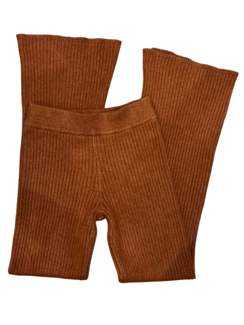 ASOS DESIGN ribbed knit flare pants Rust Brown Size 4